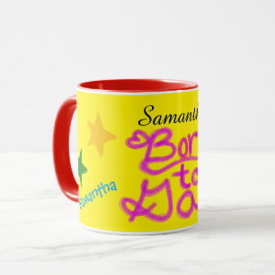 Humor Gelb Pink Geboren um zu quatschen Name Tasse