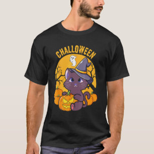 Humor Katze Halloween Hexe Challoween Mann Frauen  T-Shirt