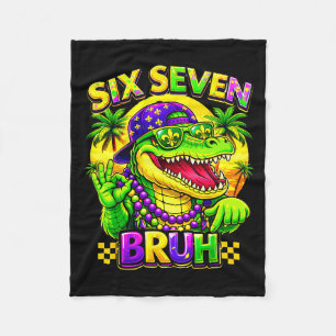 Humor Mardi Gras 67 Sechs Sieben Alligator Bruh Mä Fleecedecke
