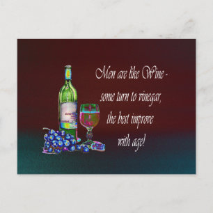 Humor 'Men are like Wine' Moderne Wine Art Geschen Postkarte
