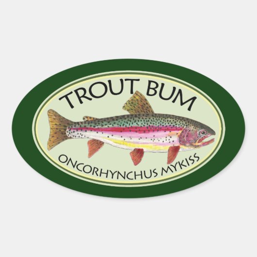Humor Rainbow TROUT BUM Ovaler Aufkleber (Vorderseite)