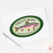 Humor Rainbow TROUT BUM Ovaler Aufkleber (Umschlag)