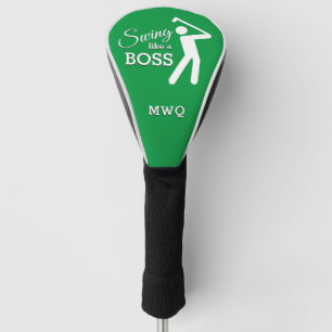Humor SCHWINGEN SIE WIE EIN BOSS Grüner Monogramm Golf Headcover