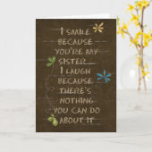 Humor Sister Birthday Card Karte (Gelbe Blume)