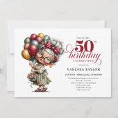 Humor style fifty birthday woman fun celebration einladung (Vorderseite)