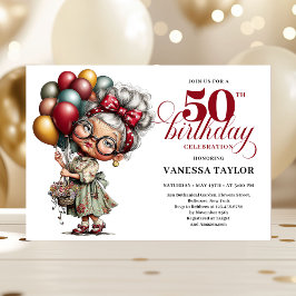 Humor style fifty birthday woman fun celebration einladung