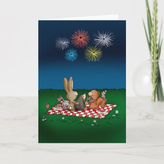 Humorale 4. Juli Card mit Fireworks - Freunde Karte (Vorderseite)