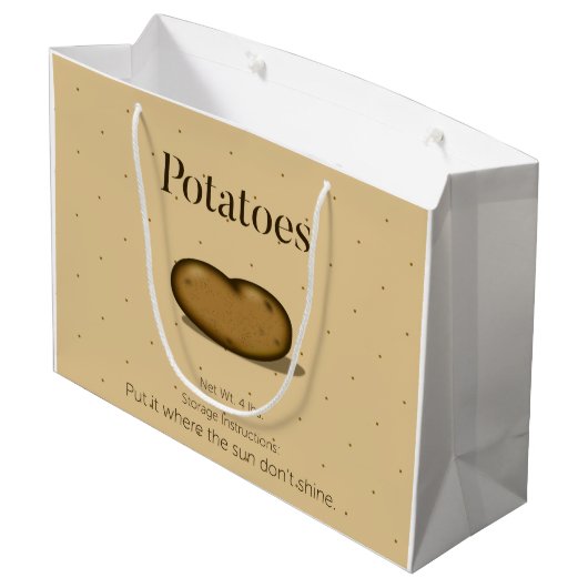 Humorale Anweisungen zur Aufbewahrung von Lebensmi Große Geschenktüte (Rückseite Schrägansicht)