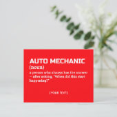 Humorale Auto-Mechanik Postkarte (Stehend Vorderseite)