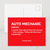 Humorale Auto-Mechanik Postkarte (Vorne/Hinten)