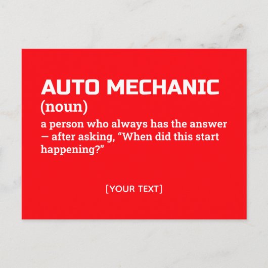 Humorale Auto-Mechanik Postkarte (Vorderseite)