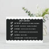 Humorale Bridal Dusche Einladung, Funny Checklist Einladung (Stehend Vorderseite)