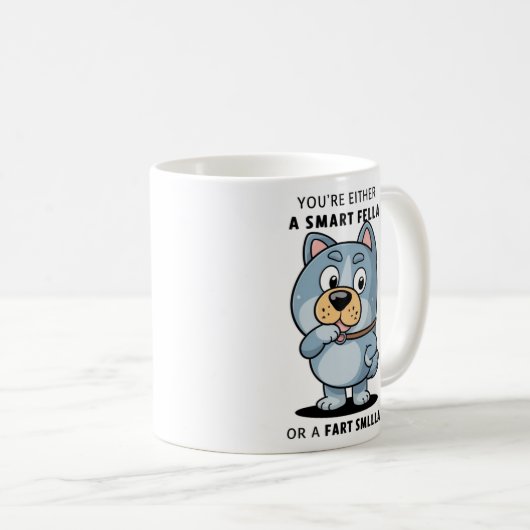 Humorale Cat Tasse - Smart Fella oder Furz Smella (VorderseiteRechts)