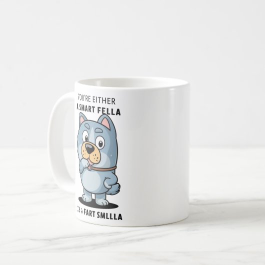 Humorale Cat Tasse - Smart Fella oder Furz Smella (Vorderseite Links)