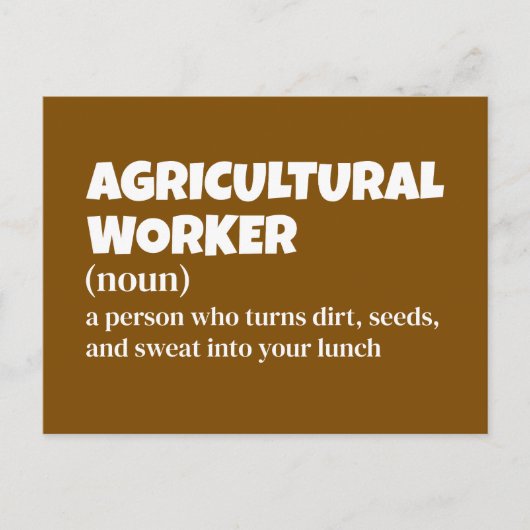 Humorale Definition von Landarbeitern Feiertagspostkarte (Vorderseite)