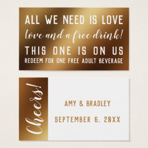 Humorale Drinks Tickets in White & Imitate Gold Fo