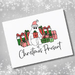 Humorale Einzigartige Niedliche Weihnachten Postkarte<br><div class="desc">Entdecken Sie diesen wunderbaren "Geist der Weihnachtszeit"-Druck, der einem geliebten Filmklassiker geschickt zur Ehre gereicht. Dieses bezaubernde Design besticht durch einen niedlichen, liebenswerten Weihnachtsgast, der eine festliche rosa Weihnachtsmannmütze verbindet und umgeben ist von einer Fülle von wunderschön verpackten Weihnachtsgeschenken. Die Farbpalette umfasst eine fröhliche Mischung aus Rot, Rosa und dunklen...</div>