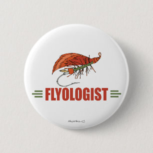 Humorale Fliegenbindung, Fliegenfischerei Button