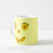 Humorale, gelbe Blumen, Lächeln Gesicht Kaffeetasse (Vorderseite Links)
