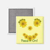 Humorale Gelbe Wildblumen Fotos lächeln Custom Magnet (Vorderseite/Rückseite)