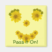 Humorale Gelbe Wildblumen Fotos lächeln Custom Magnet (Vorne)
