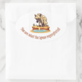 Humorale Hyena-Illustration mit Quirky-Sult Ovaler Aufkleber (Tasche)