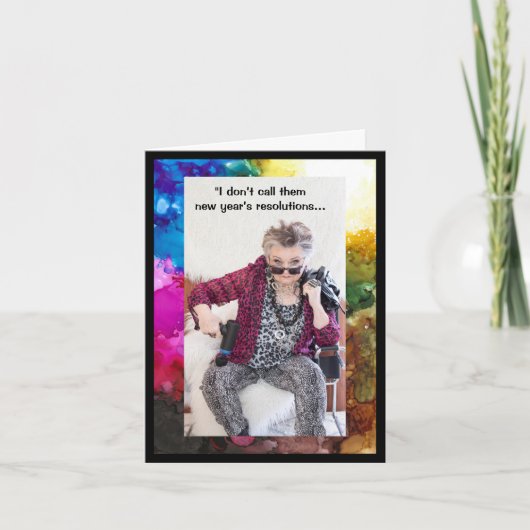 Humorale Neujahrsvorsätze Grußkarte Karte (Vorderseite)