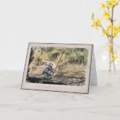 Humorale Nostalgie-Karte - Fliegenfischen mit Toch Karte (Gelbe Blume)