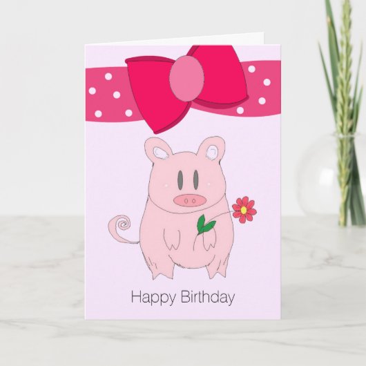 Humorale Piggy Birthday Card Karte (Vorderseite)