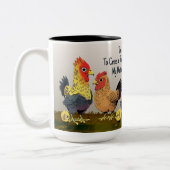 Humoraler Cartoon Chicken Funny Phrase Zweifarbige Tasse (Links)