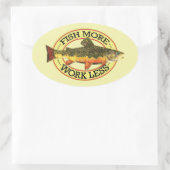 Humoraler Fisch mehr - weniger Forellenfang Ovaler Aufkleber (Tasche)