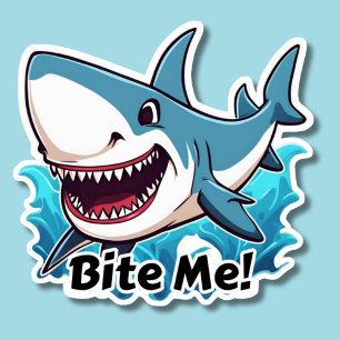 Humoraler Hai-Bite-Me Wasserdicht Aufkleber