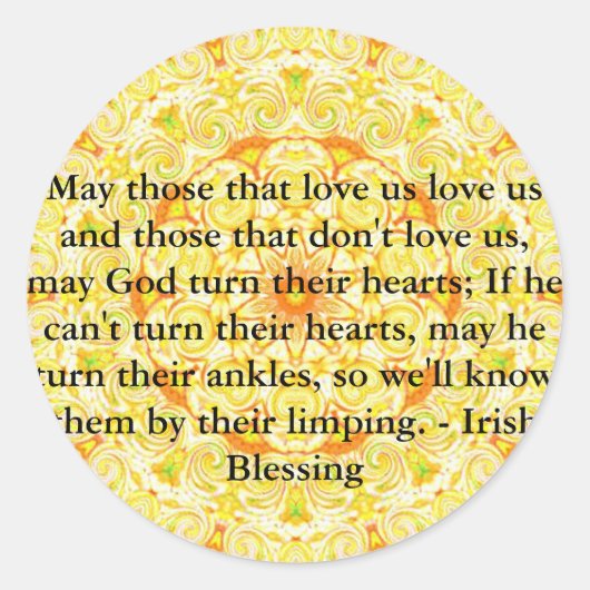 Humoraler irischer Segen aus Irland Runder Aufkleber (Vorderseite)