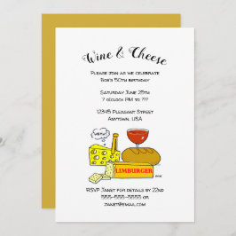 Humoraler Käse und Wein Geburtstagsparty Einladung