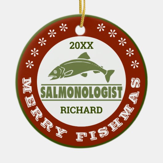 Humoraler Lachsfang Keramik Ornament (Vorne)