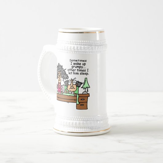 Humoraler Lass Grumpy Sleep Bierglas (Vorderseite Links)