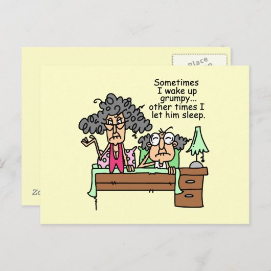 Humoraler Lass Grumpy Sleep Postkarte (Vorne/Hinten)