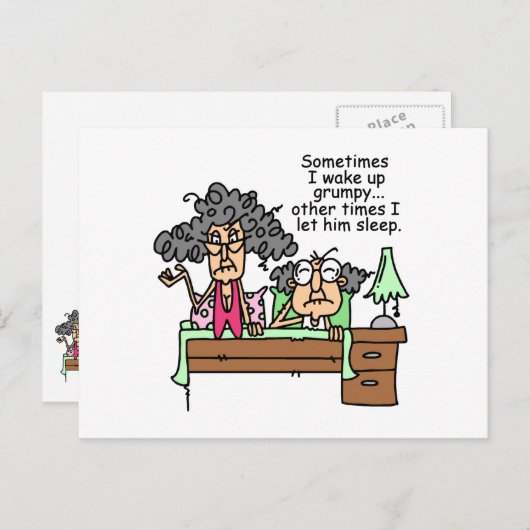 Humoraler Lass Grumpy Sleep Postkarte (Vorne/Hinten)