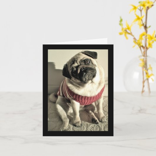 Humoraler MuttertagsMops Karte (Gelbe Blume)