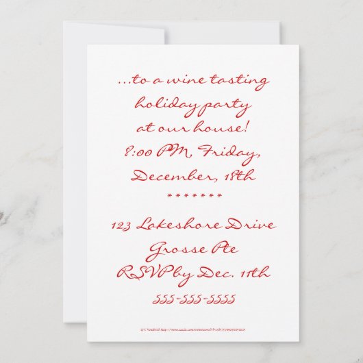 Humoraler Port Wein Cartoon Degustation oder Bon V Einladung (Rückseite)