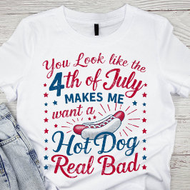 Humoraler Red, White und Blue Patriotic Hot Dog T-Shirt