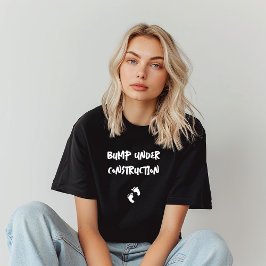 Humoraler Schwangerschaftsabdruck Schwarz-weiß T-Shirt