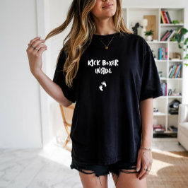 Humoraler Schwangerschaftsabdruck Schwarz-weiß T-Shirt