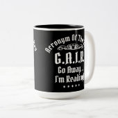 Humoraler Text mit Akronym Zweifarbige Tasse (VorderseiteRechts)