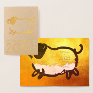 Humorales Big Pig Jahr 2019 Luxus 2 Gold Card Folienkarte