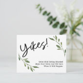 Humorales einfaches Grün - Hochzeitsupdate verscho Postkarte (Stehend Vorderseite)