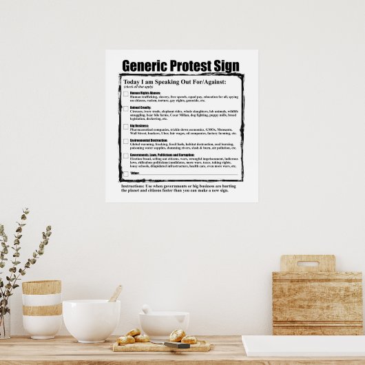 Humorales Generikales Protestzeichen Poster (Küche)