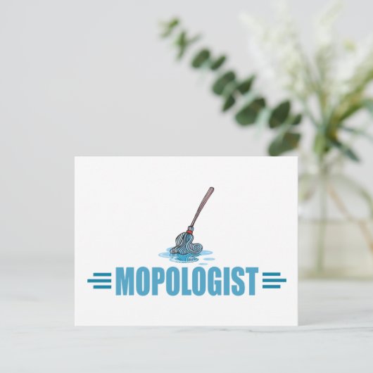Humorales Mop Mopping Postkarte (Stehend Vorderseite)