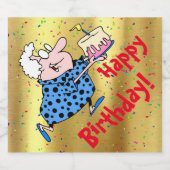 Humorales Oma Birthday Cake Party Paper Schaumweinetikett (Einzelnes Label)