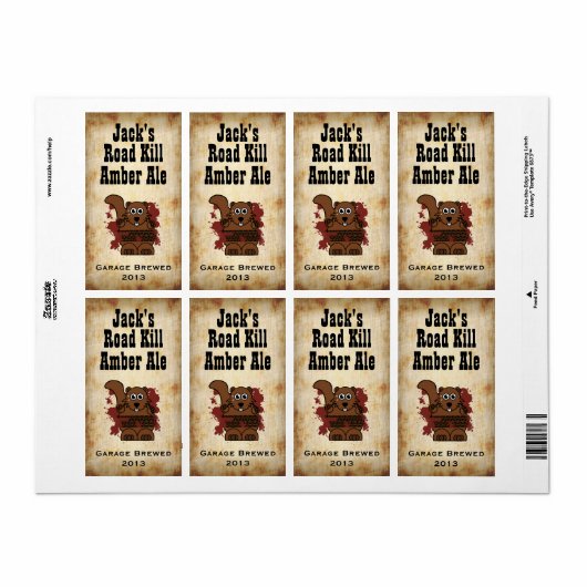 Humorales Road-Kill-Zuhause-Brew-Bierlabel (Vorne)